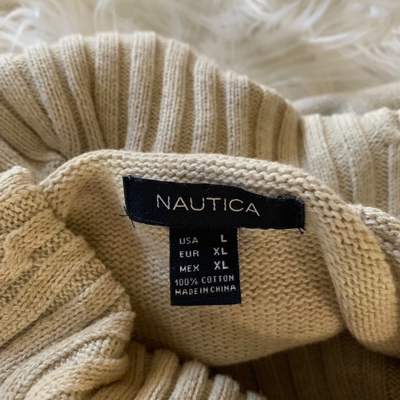 Sweater long sleeve cowl neck tan Nautica size L - Picture 3 of 5